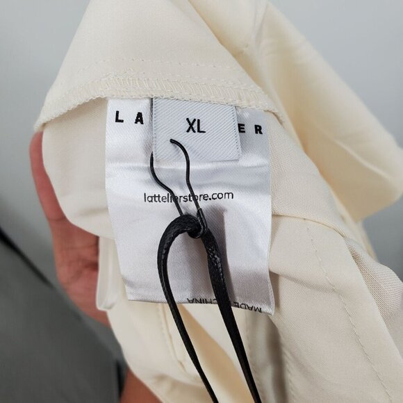 Lattelier Linen Blend Tapered Pants Women Size XL NWT Oversized Pleated Tapered - Picture 8 of 16